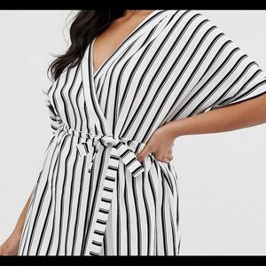 Striped wrap midi dress - ASOS Curve